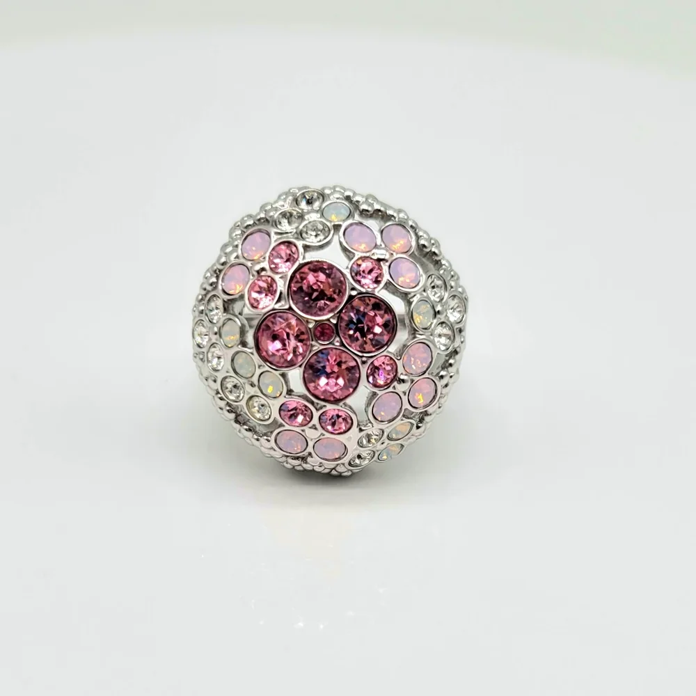 Swarovski Pink and Diamond Crystal Bubble Dome Statement Ring, NWT and BLUE BOX - Picture 1 of 10